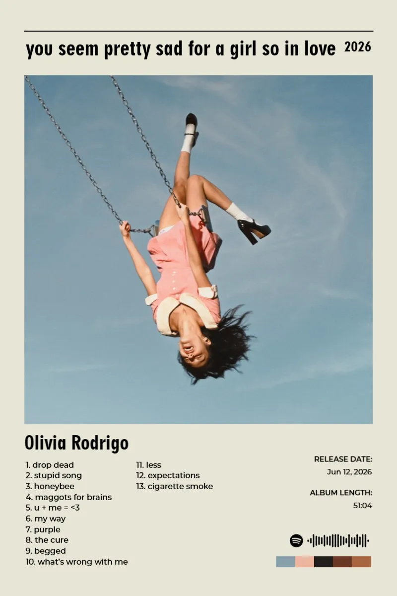 Album poster for you seem pretty sad for a girl so in love by Olivia Rodrigo