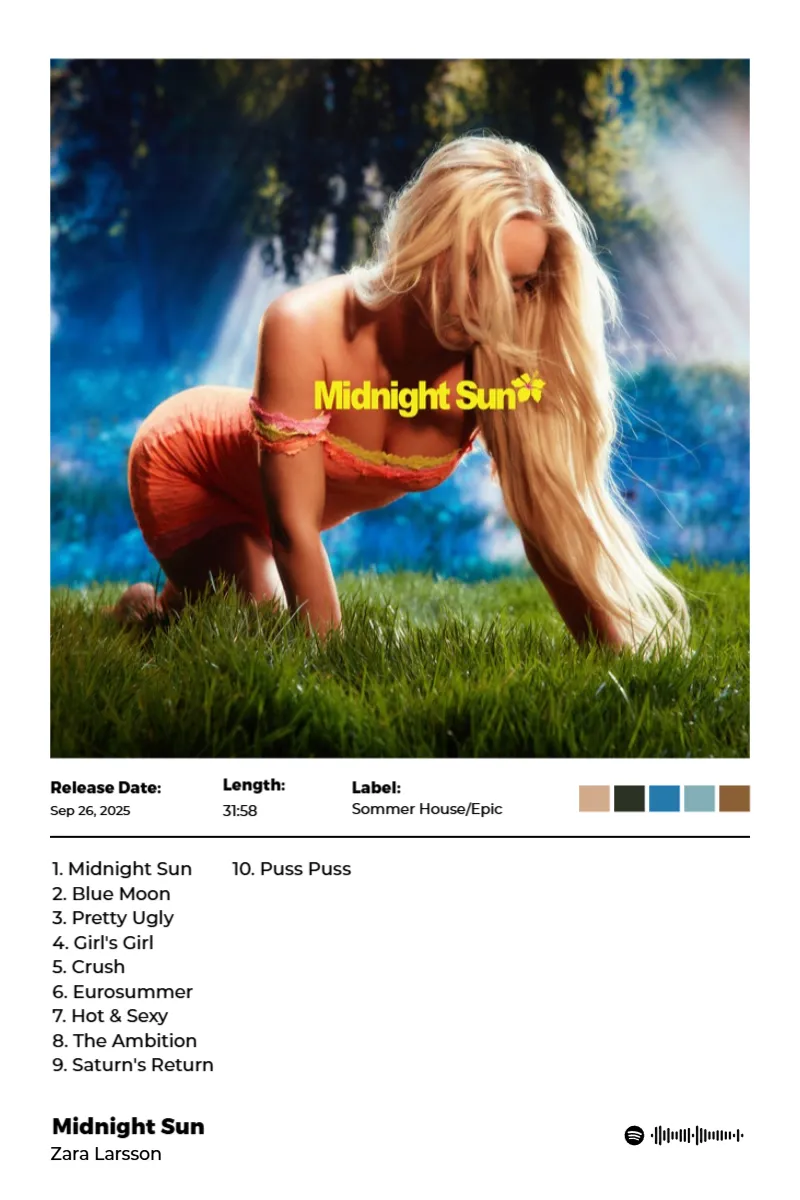 Midnight Sun · Midnight Sun · Zara Larsson · 2:3 Album poster for Midnight Sun by Zara Larsson