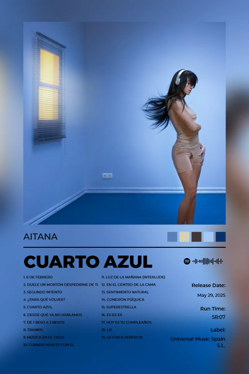 CUARTO AZUL · CUARTO AZUL · Aitana · 2:3 Album poster for CUARTO AZUL by Aitana