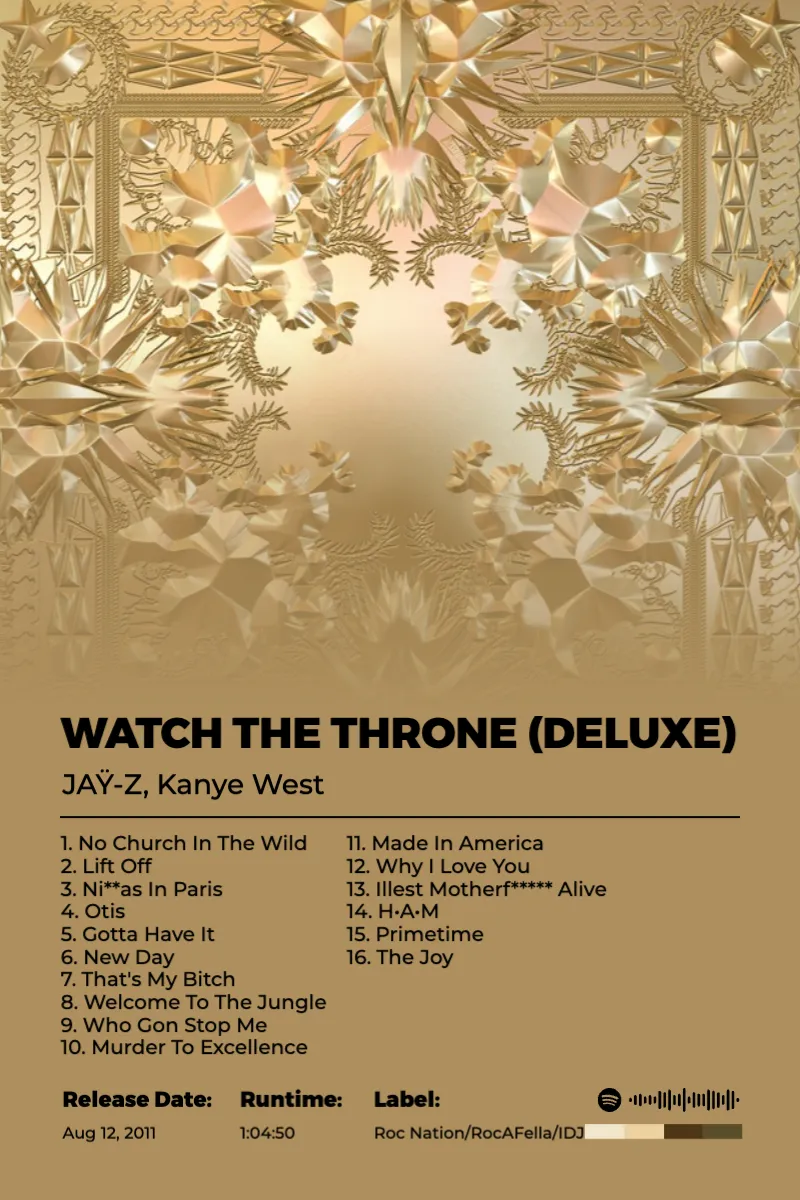 Album poster for Watch The Throne (Deluxe) by JAŸ-Z, Kanye West