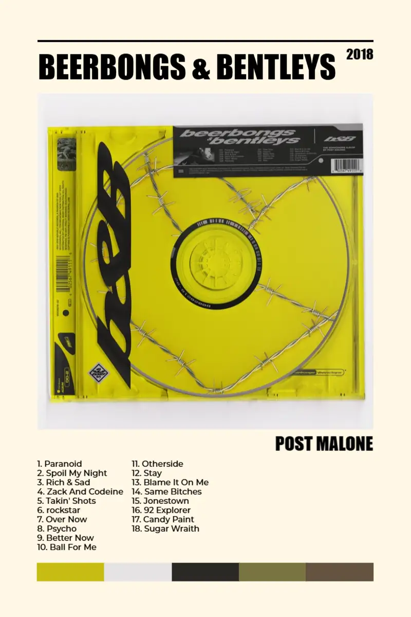 beerbongs & bentleys · beerbongs & bentleys · Post Malone · 2:3 Album poster for beerbongs & bentleys by Post Malone