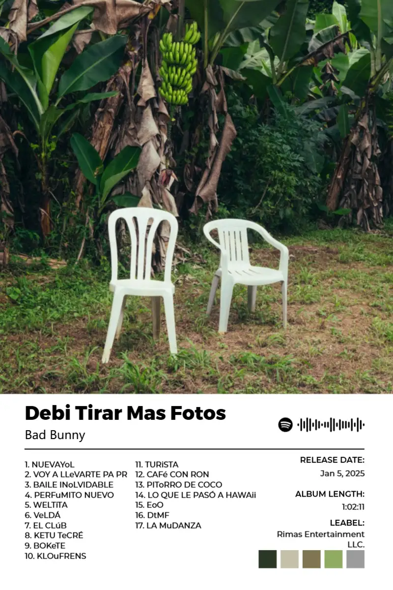 DeBÍ TiRAR MáS FOToS · DeBÍ TiRAR MáS FOToS · Bad Bunny · 2:3 Album poster for DeBÍ TiRAR MáS FOToS by Bad Bunny