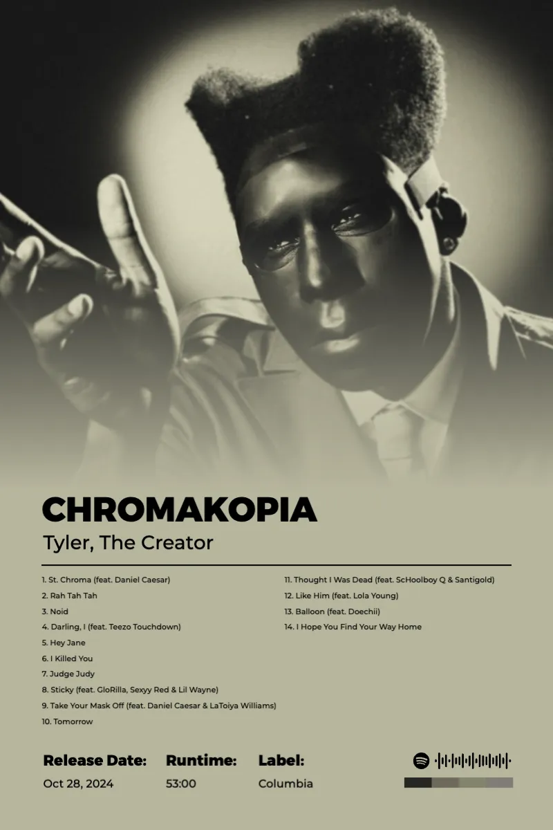 Album poster for CHROMAKOPIA by Tyler, The Creator