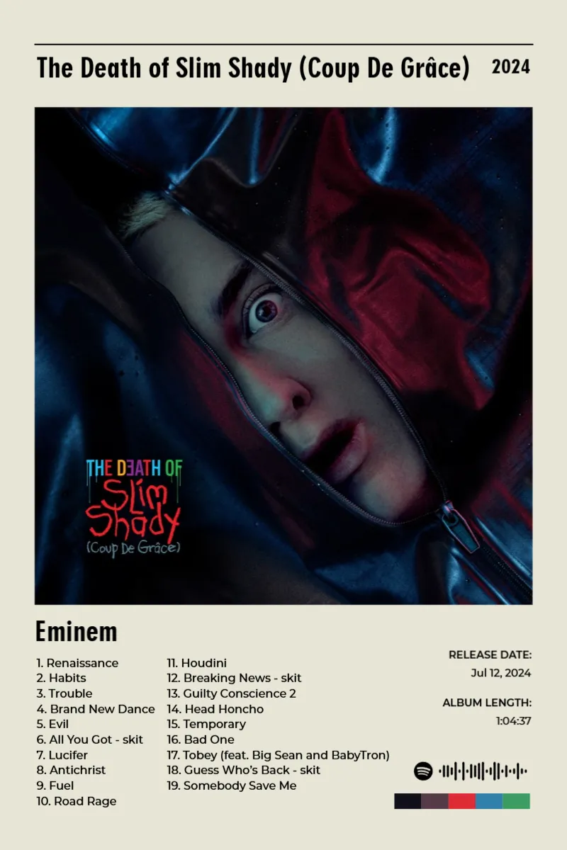Album poster for The Death of Slim Shady (Coup De Grâce) by Eminem