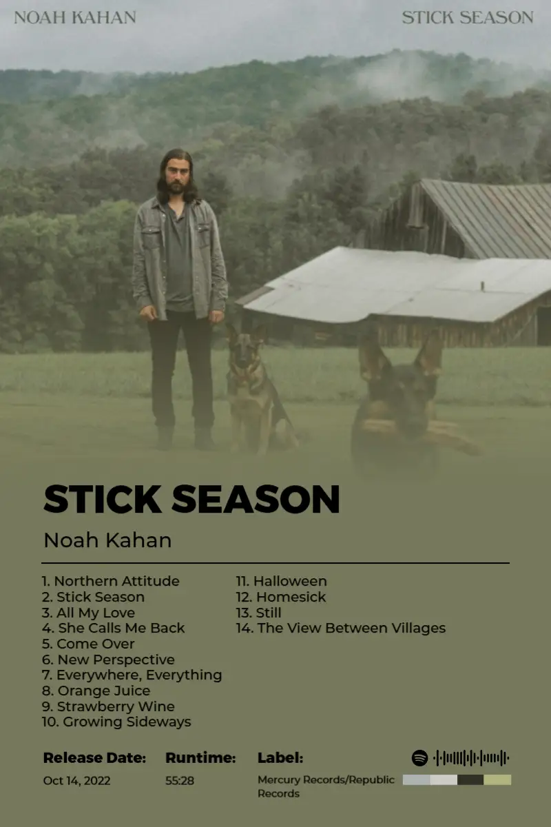 Stick Season · Stick Season · Noah Kahan · 2:3 Album poster for Stick Season by Noah Kahan