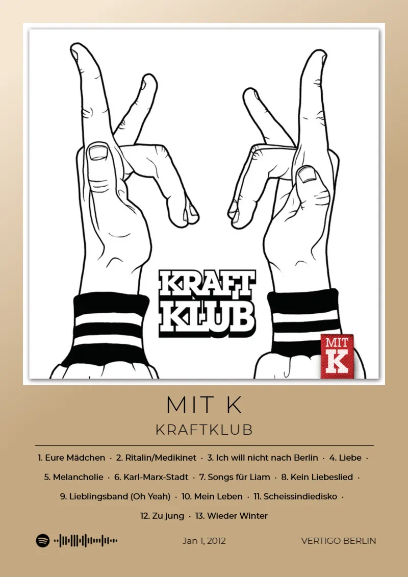 Mit K · Mit K · Kraftklub · DIN A4 Album poster for Mit K by Kraftklub