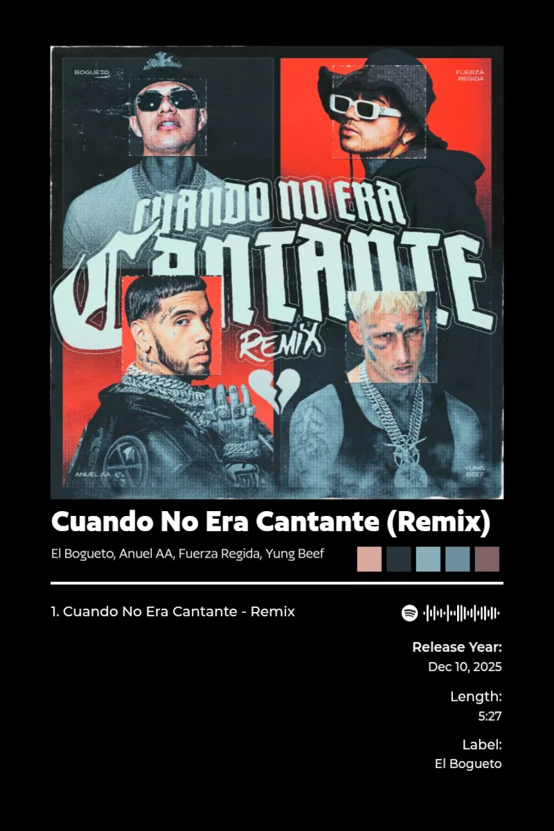 Album poster for Cuando No Era Cantante (Remix) by El Bogueto, Anuel AA, Fuerza Regida, Yung Beef