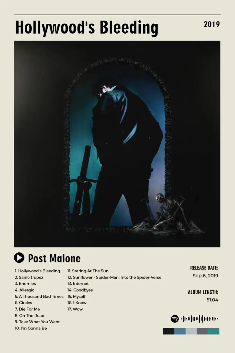 Hollywood's Bleeding · Hollywood's Bleeding · Post Malone · 2:3 Album poster for Hollywood's Bleeding by Post Malone