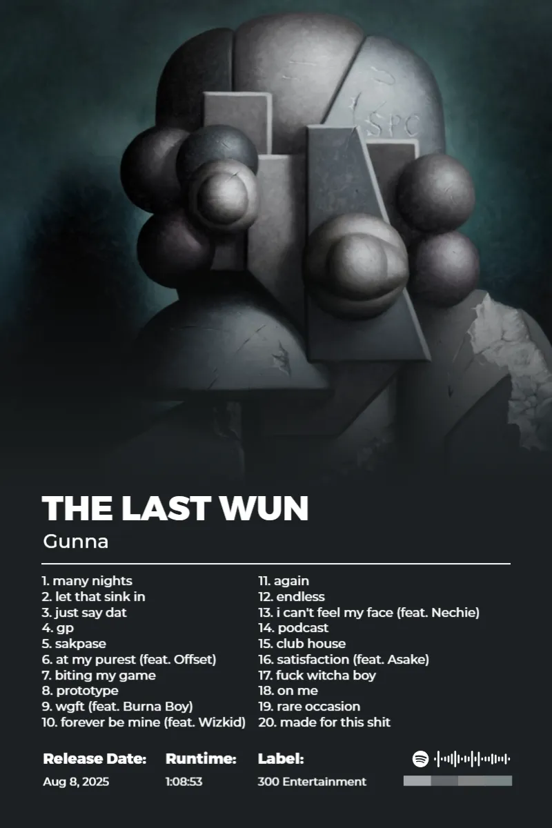 The Last Wun · The Last Wun · Gunna · 2:3 Album poster for The Last Wun by Gunna