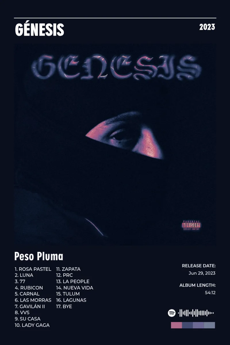 Album poster for GÉNESIS by Peso Pluma