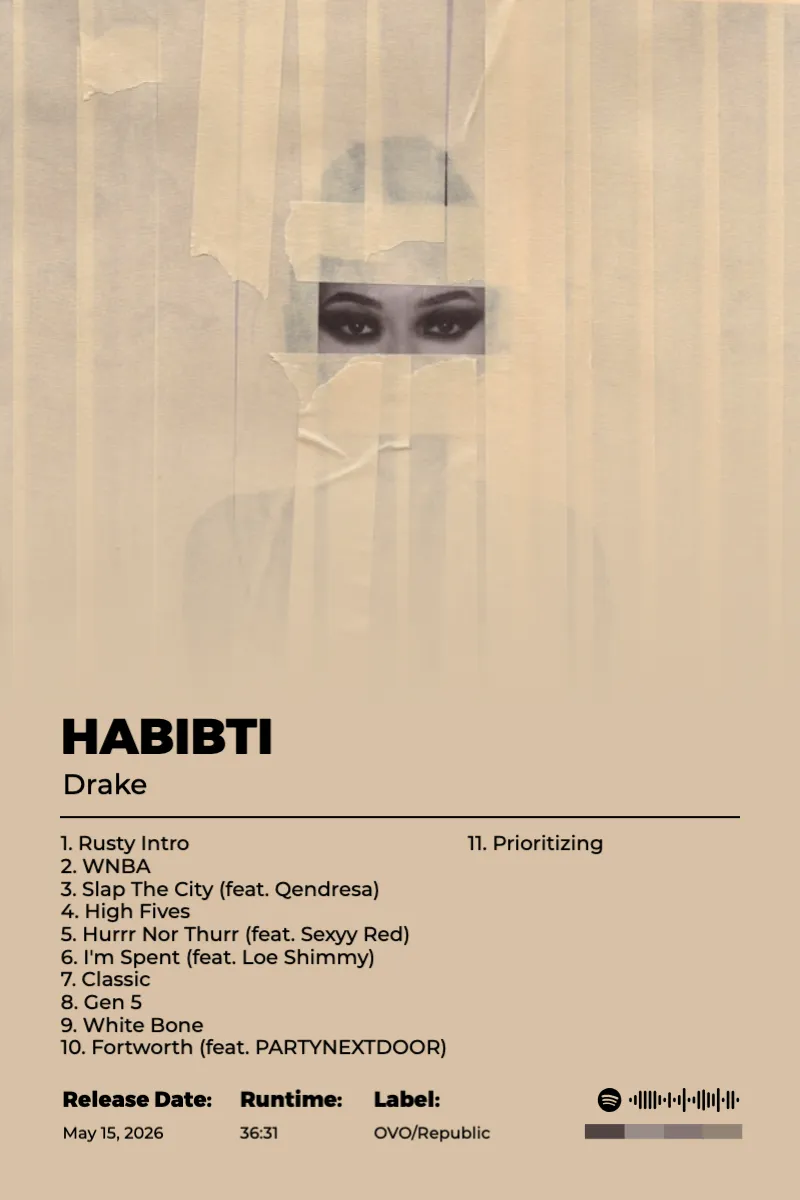 Album poster for HABIBTI by Drake