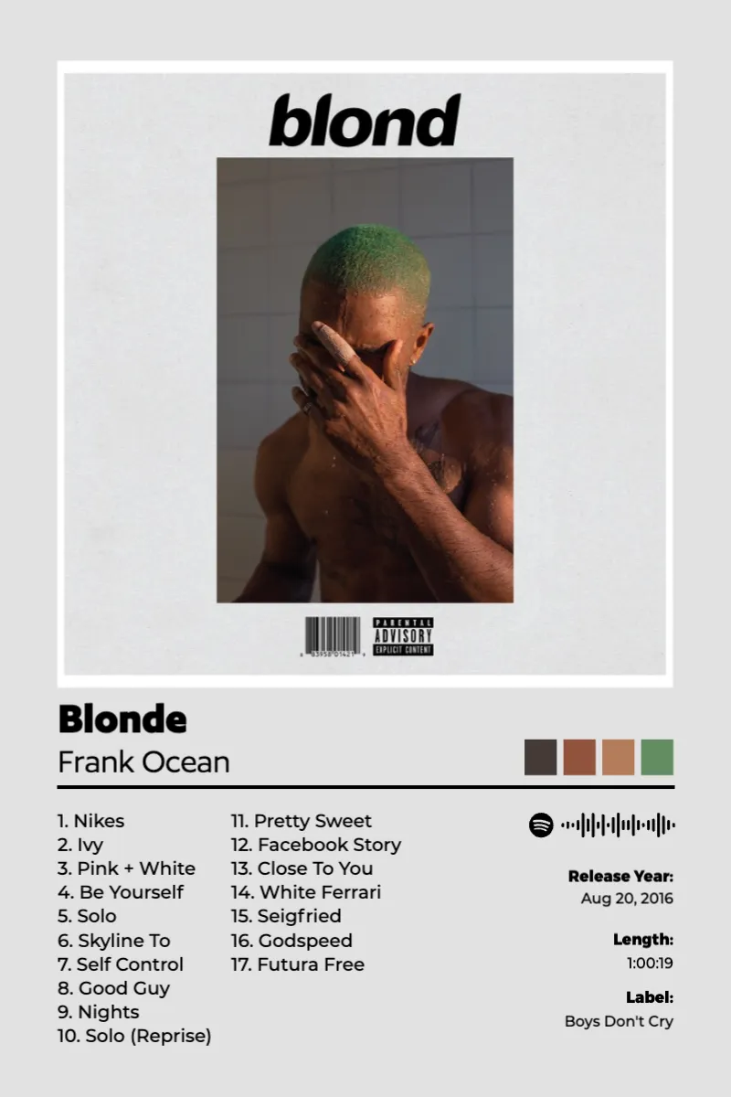 Album poster for Blonde by Frank Ocean