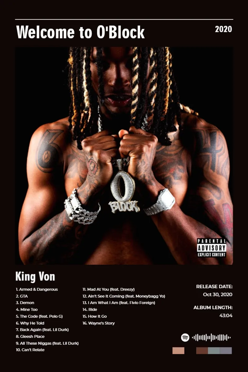 Album poster for Welcome to O'Block by King Von