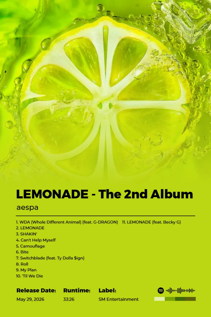 Album poster for LEMONADE - The 2nd Album by aespa