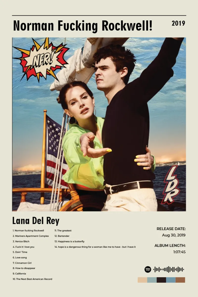 Album poster for Norman Fucking Rockwell! by Lana Del Rey
