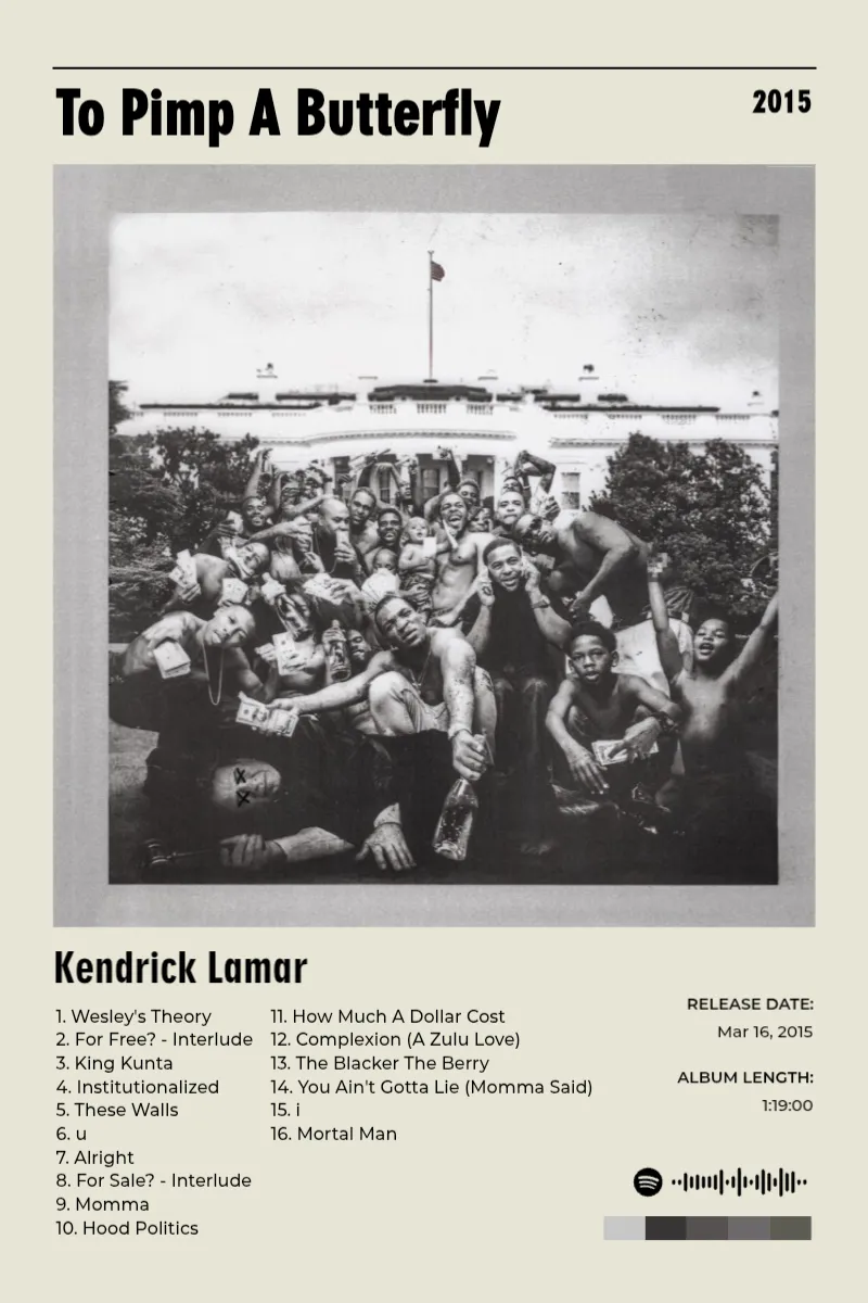 Album poster for To Pimp A Butterfly by Kendrick Lamar
