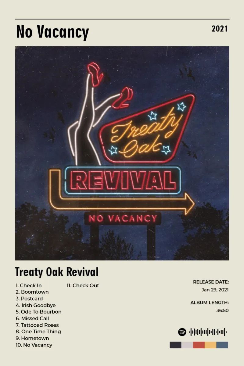 Album poster for No Vacancy by Treaty Oak Revival