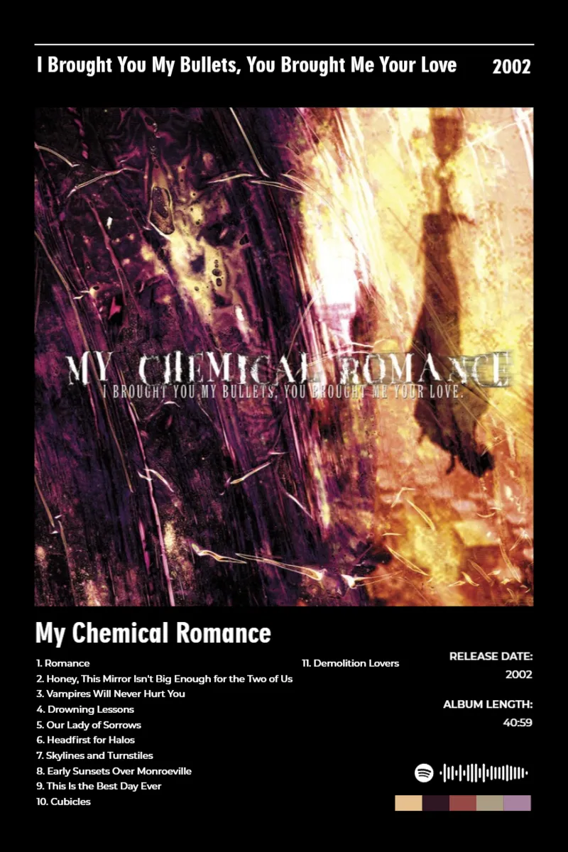 I Brought You My Bullets, You Brought Me Your Love · I Brought You My Bullets, You Brought Me Your Love · My Chemical Romance · 2:3 Album poster for I Brought You My Bullets, You Brought Me Your Love by My Chemical Romance