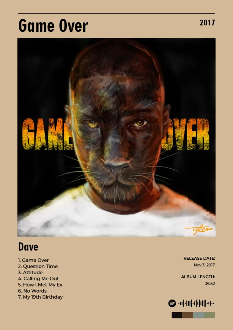 Album poster for Game Over by Dave