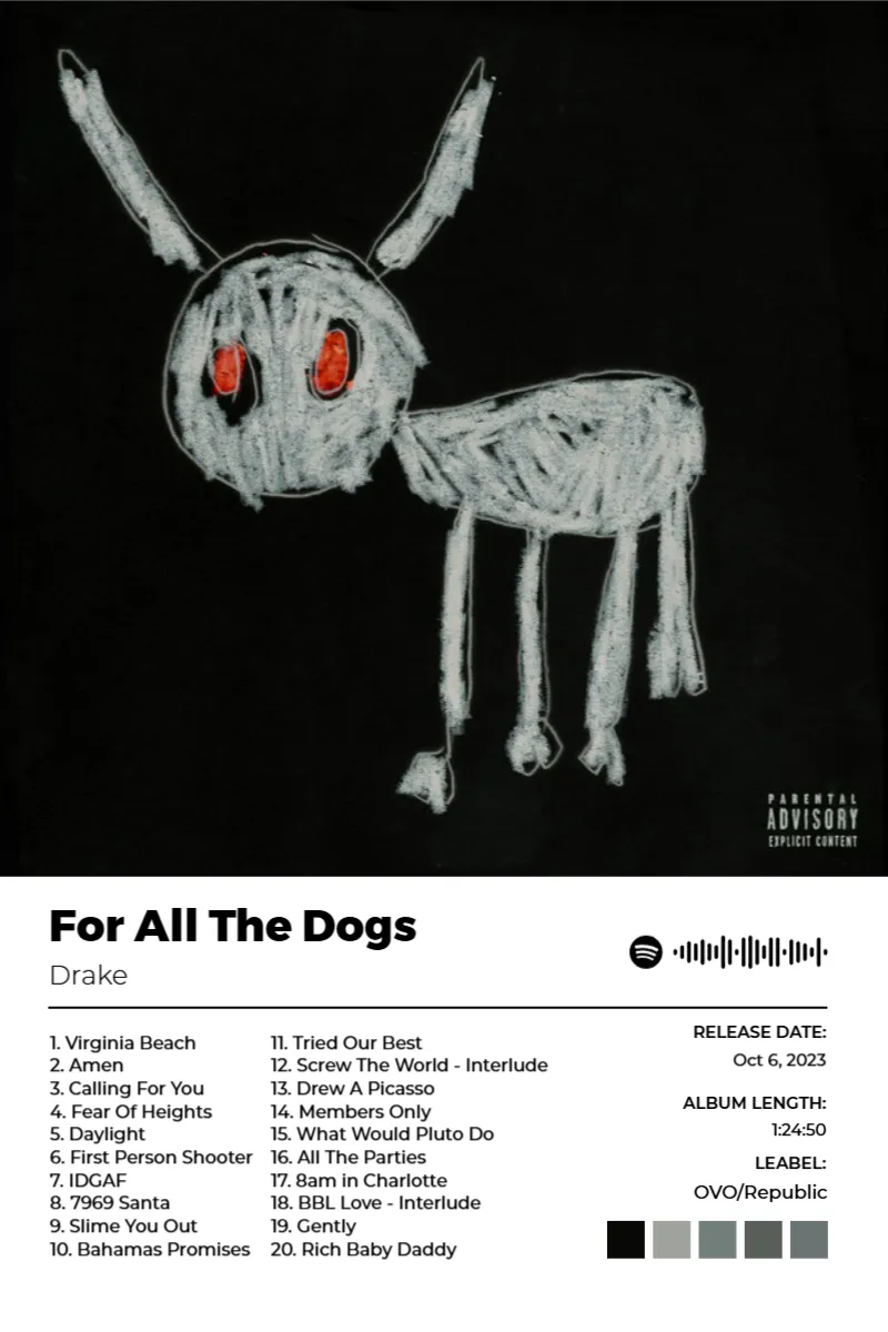 For All The Dogs · For All The Dogs · Drake · 2:3 Album poster for For All The Dogs by Drake