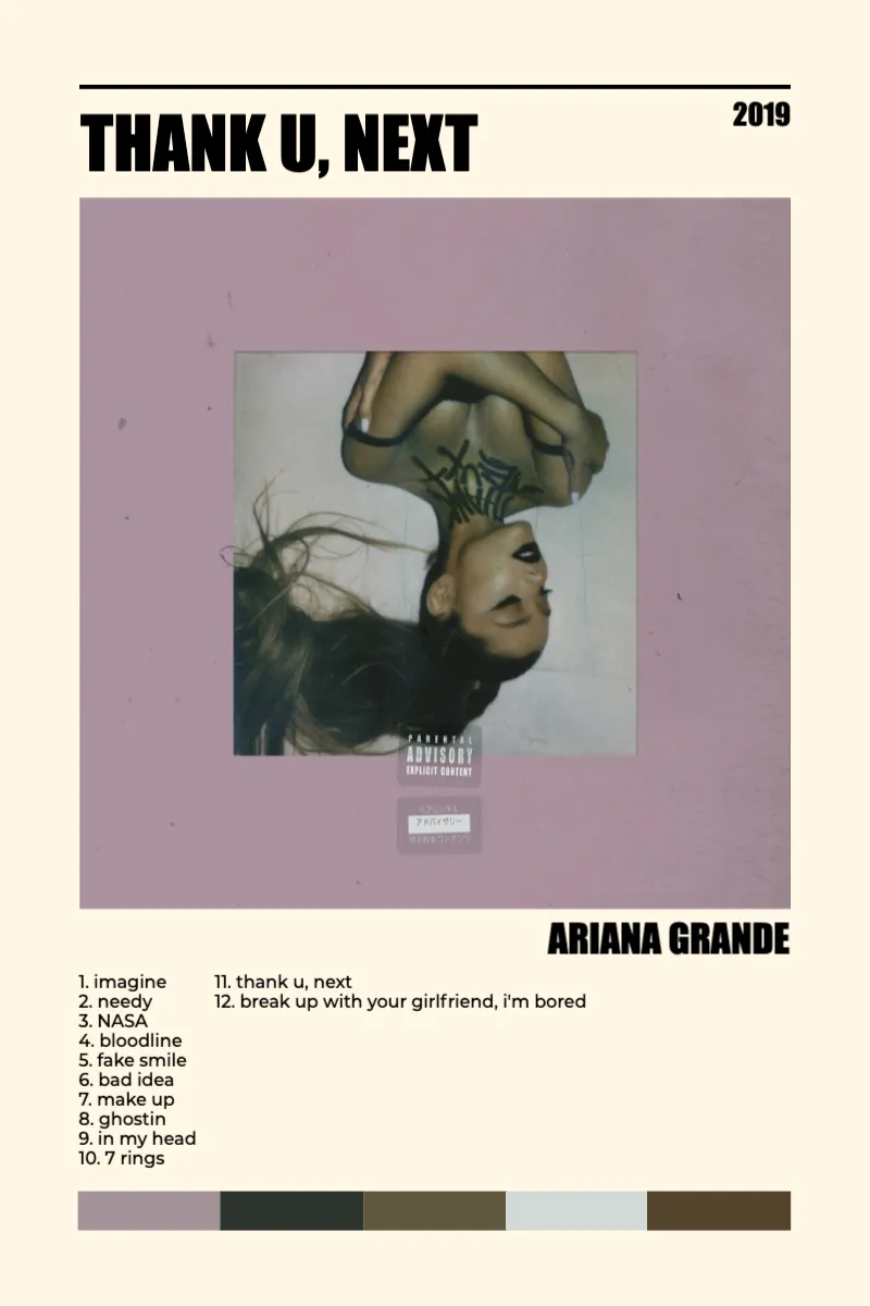 Album poster for thank u, next by Ariana Grande