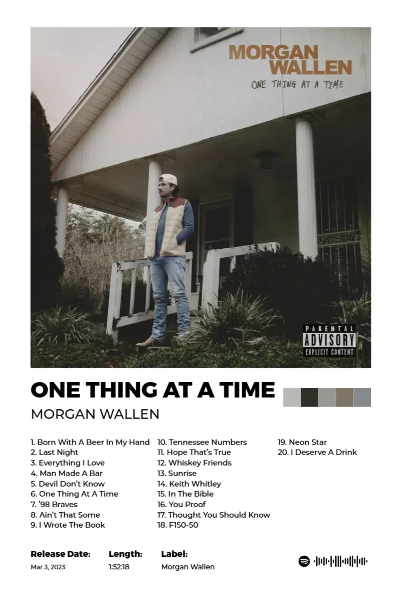 One Thing At A Time · One Thing At A Time · Morgan Wallen · 2:3 Album poster for One Thing At A Time by Morgan Wallen