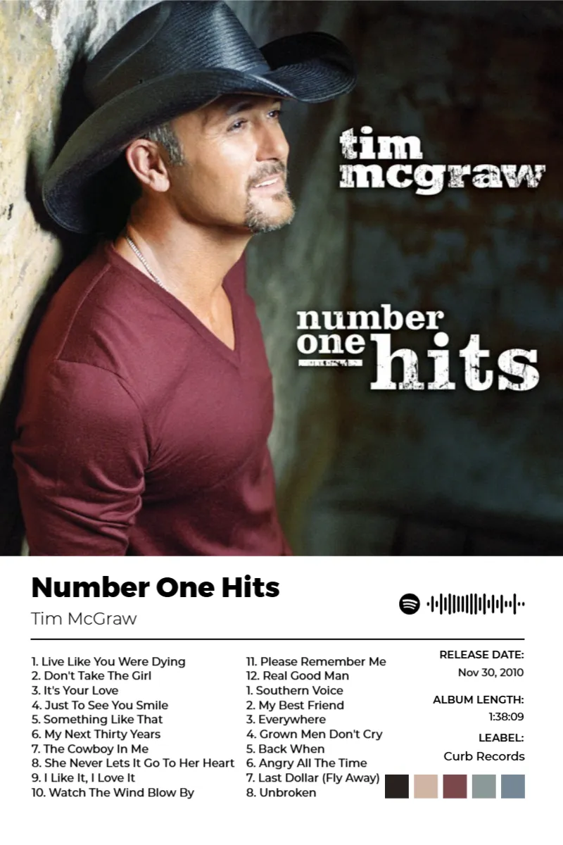 Number One Hits · Number One Hits · Tim McGraw · 2:3 Album poster for Number One Hits by Tim McGraw