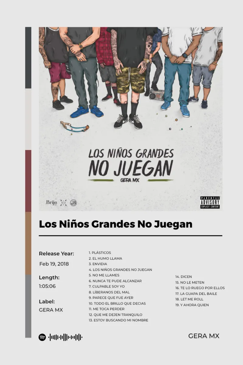 Album poster for Los Niños Grandes No Juegan by Gera MX