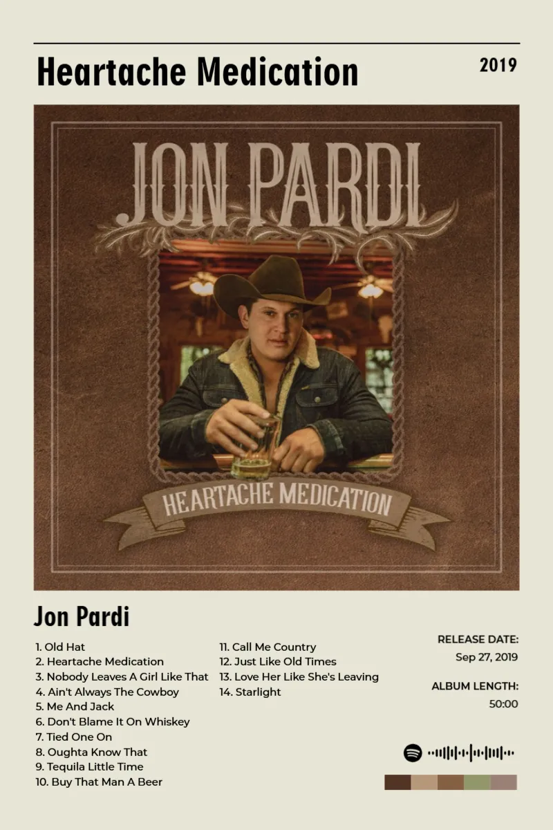 Album poster for Heartache Medication by Jon Pardi