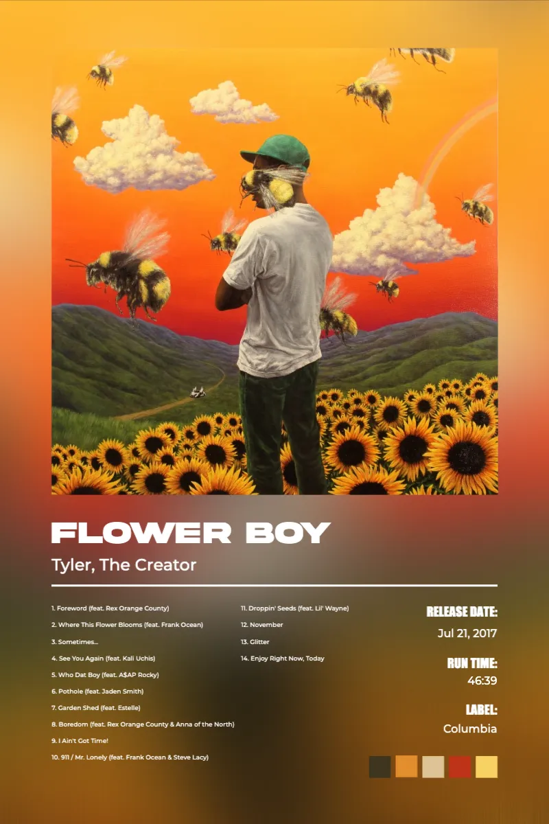 Album poster for Flower Boy by Tyler, The Creator