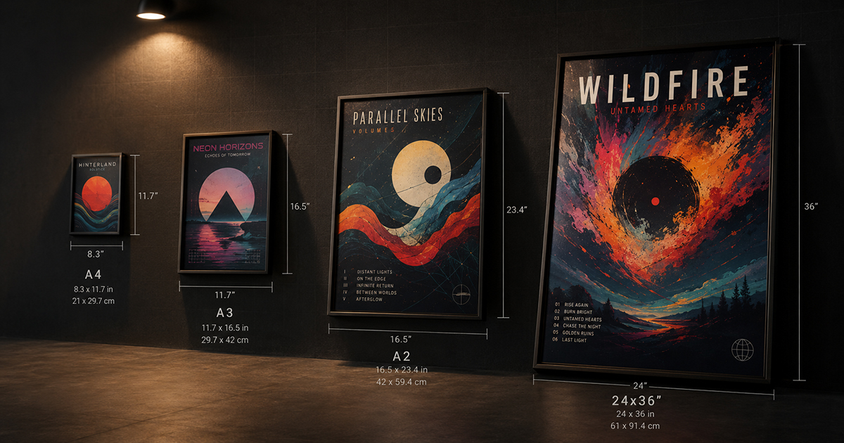 Album Poster Sizes: A Complete Guide (A4 to 24×36)
