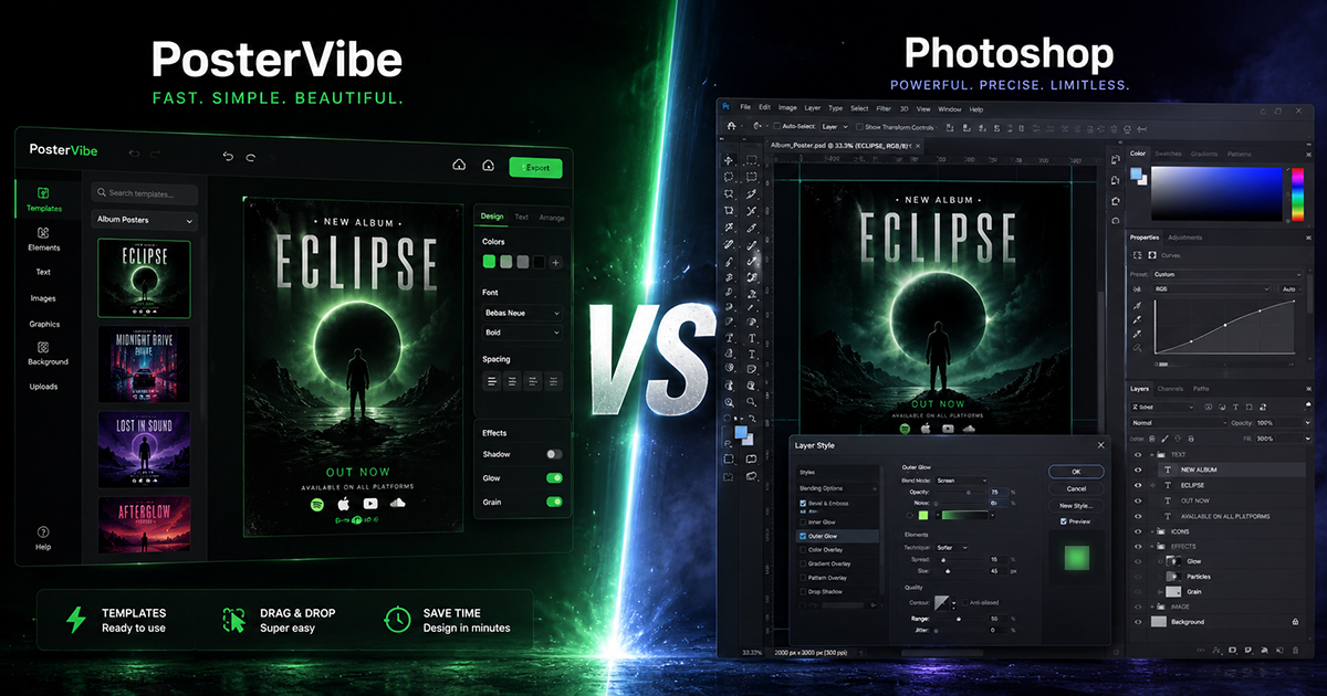 PosterVibe vs. Photoshop: Which Is Better for Album Posters?